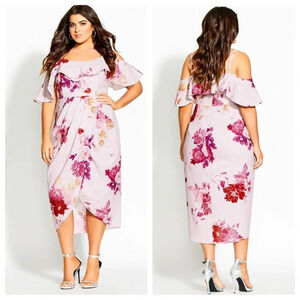 New! City Chic Sakura Floral midi Dress nwt 29016